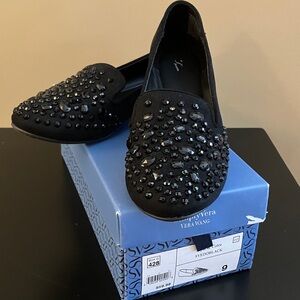 Simply Vera Wang Bead Embellished Black Faux Suede Flats  Size 9